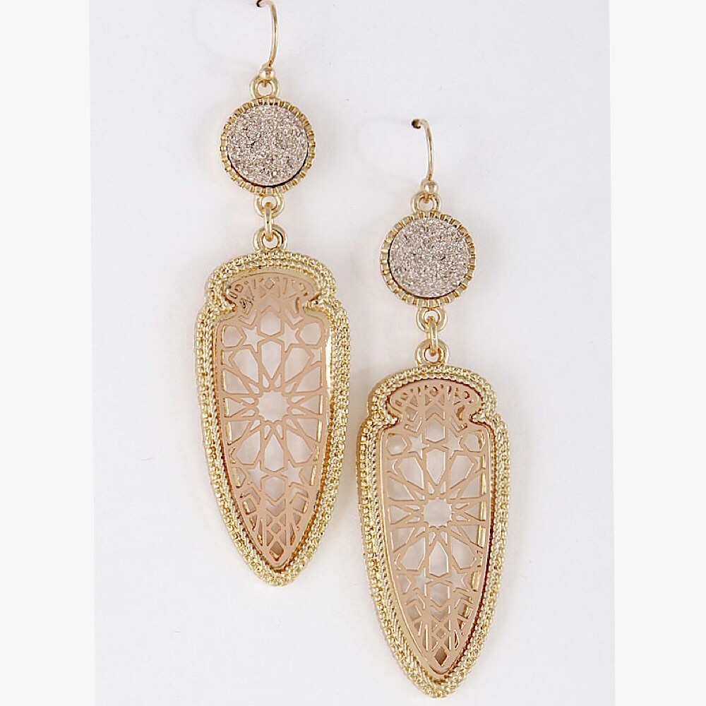 Pattern Arrow Pendant Earrings